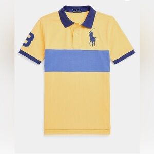 Boy's Big Pony 3-Patch Cotton Mesh Polo Shirt